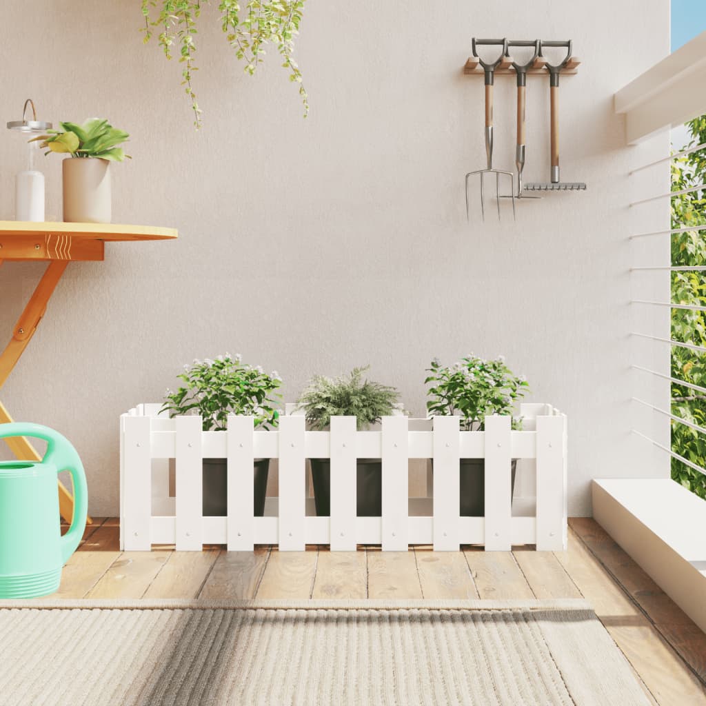 Vidaxl plantenbak riep hekontwerp 100x30x30 cm groenhout wit