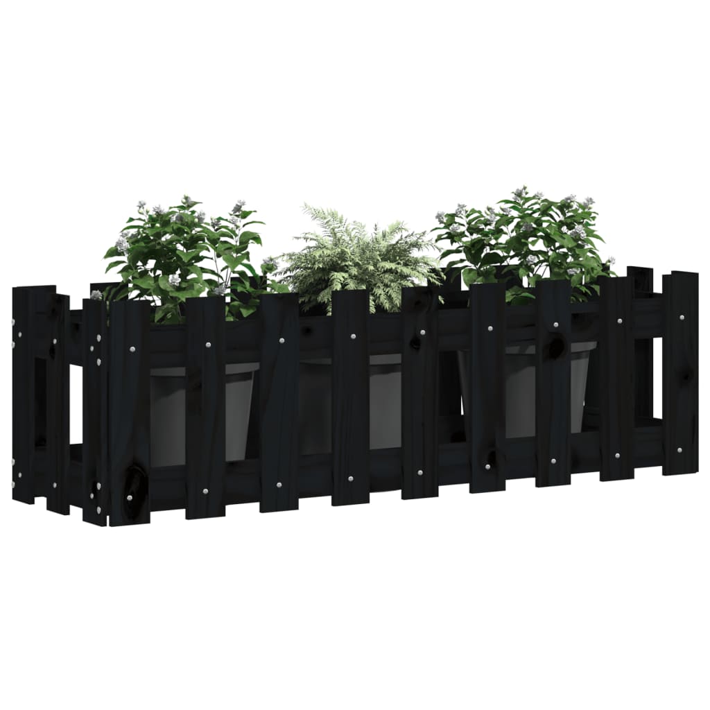 Vidaxl plantenbak riep hekontwerp 100x30x30 cm groenhout zwart