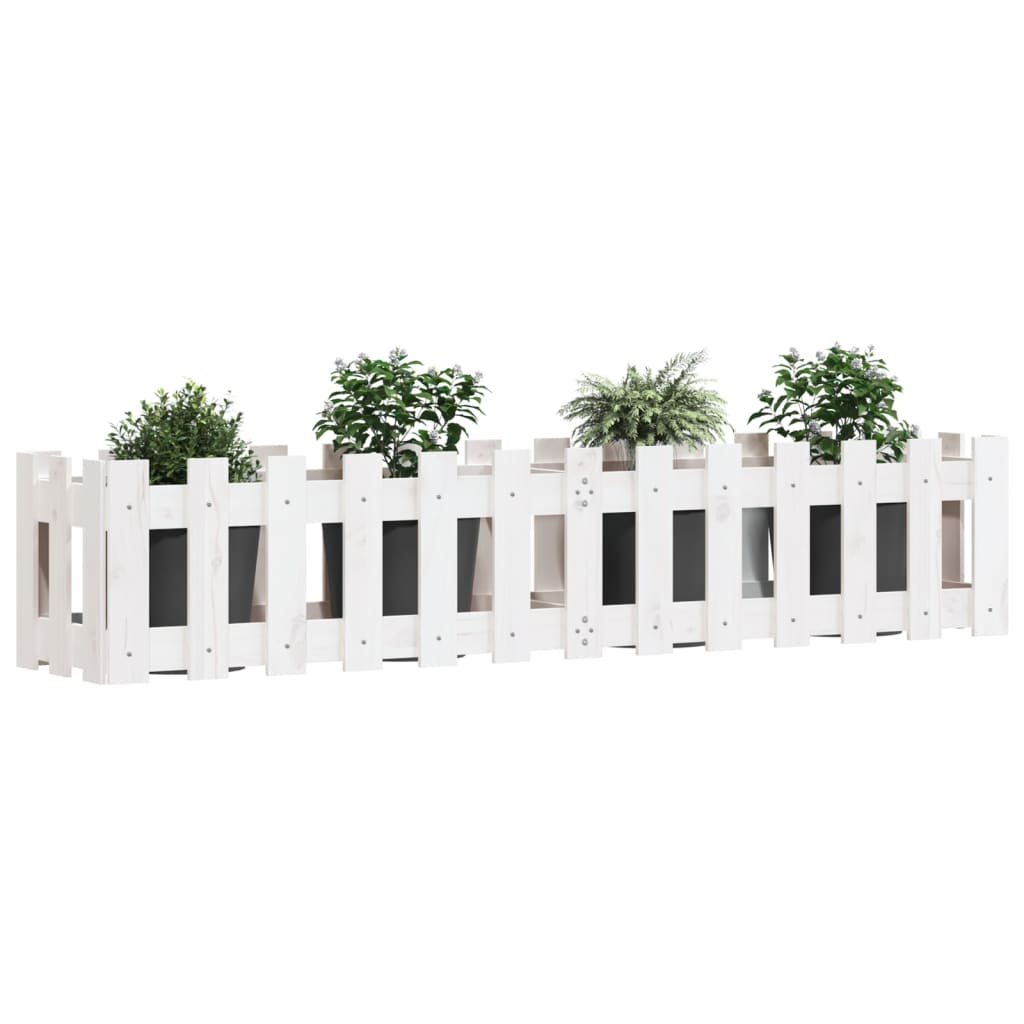Vidaxl plantenbak riep hekontwerp 150x30x30 cm groenhout wit