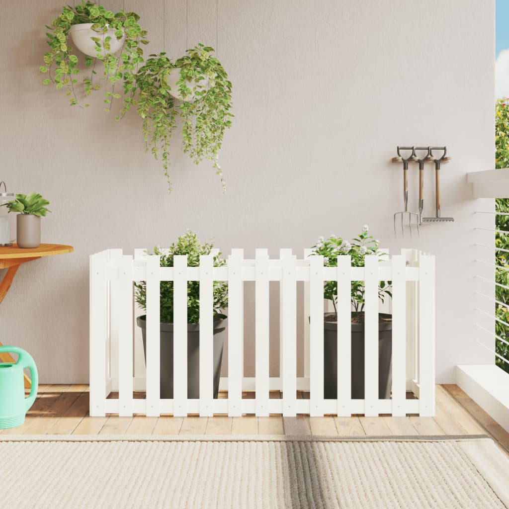 Vidaxl plantenbak riep hekontwerp 150x50x70 cm groenhout wit