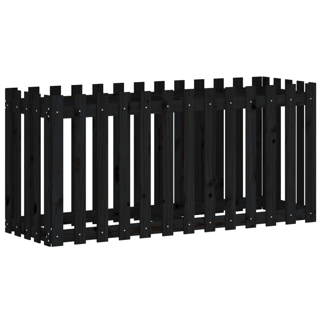Vidaxl plantenbak riep hekontwerp 150x50x70 cm groenhout zwart