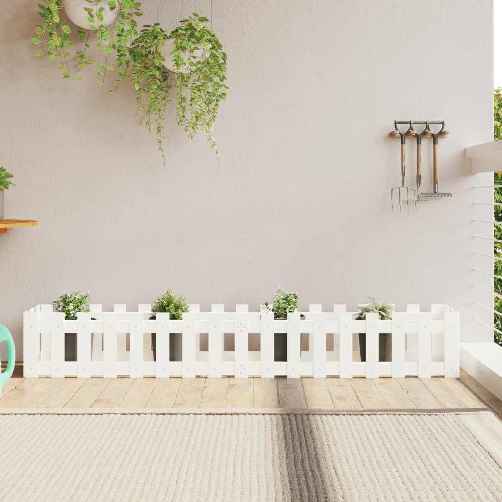 Vidaxl plantenbak riep hekontwerp 200x30x30 cm groenhout wit