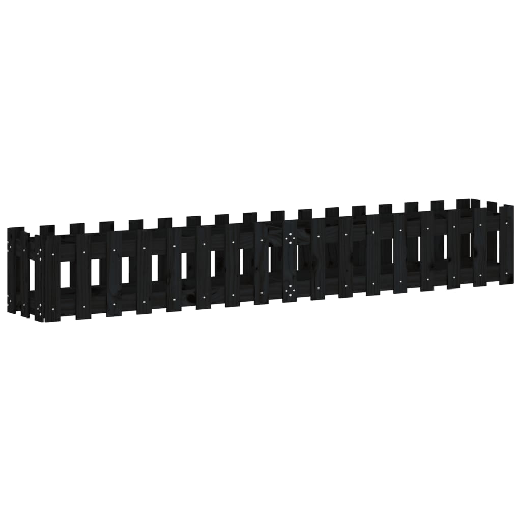 Vidaxl plantenbak riep hekontwerp 200x30x30 cm groenhout zwart