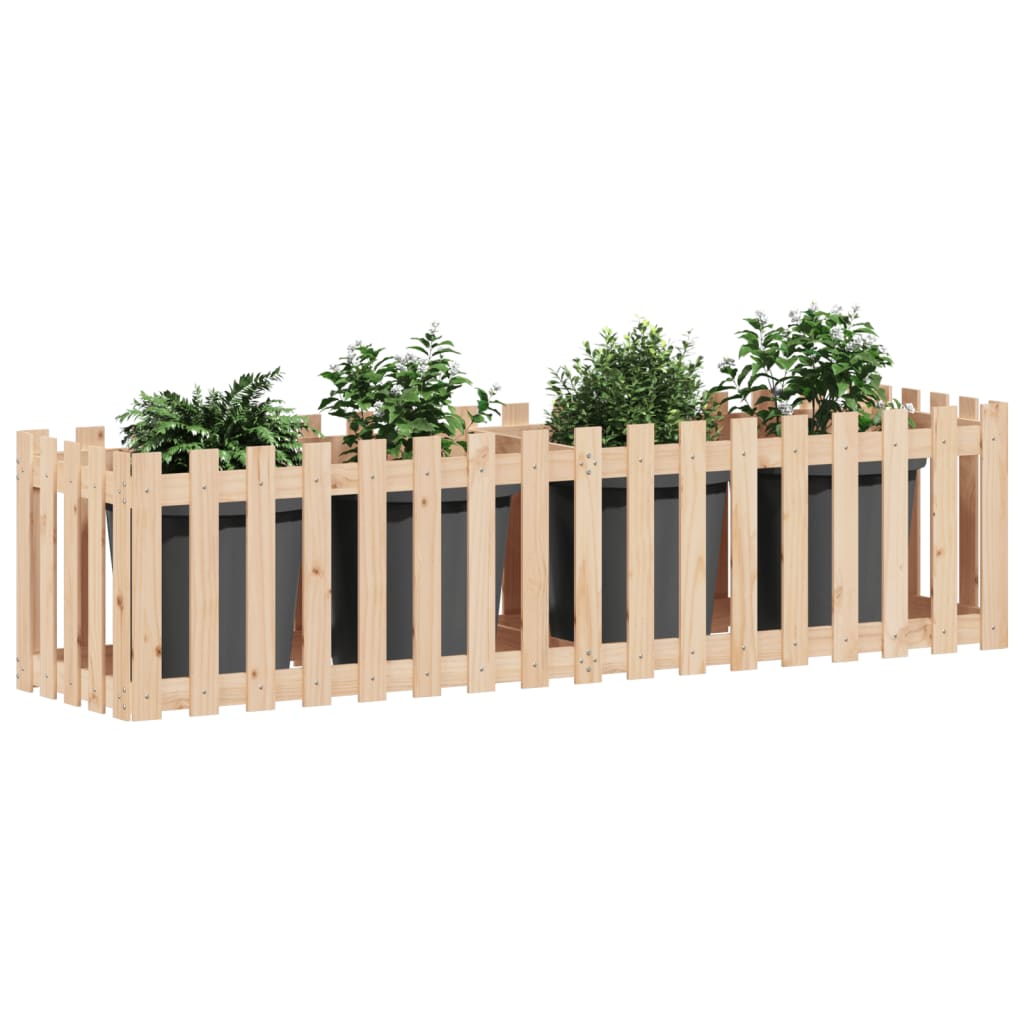 Vidaxl plantenbak verlicht met hekontwerp 200x50x50 cm groenhout