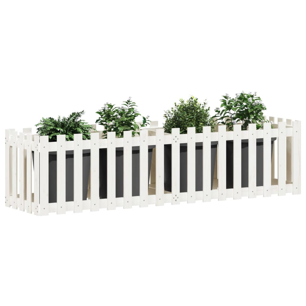 Vidaxl plantenbak riep hekontwerp 200x50x50 cm groenhout wit