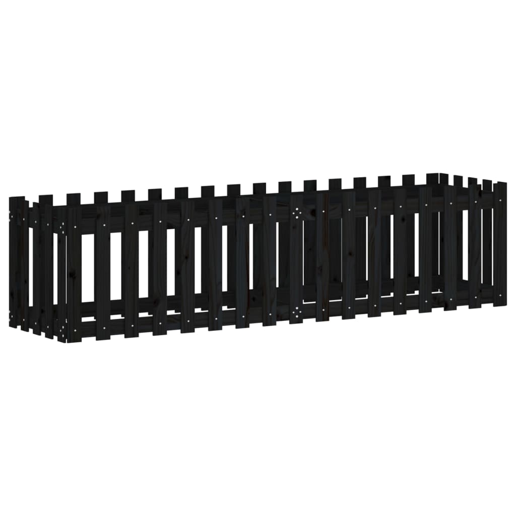 Vidaxl plantenbak riep hekontwerp 200x50x50 cm groenhout zwart
