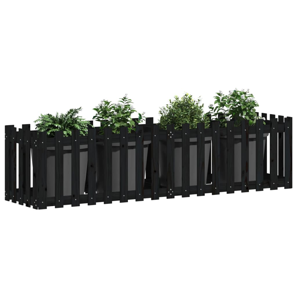 Vidaxl plantenbak riep hekontwerp 200x50x50 cm groenhout zwart