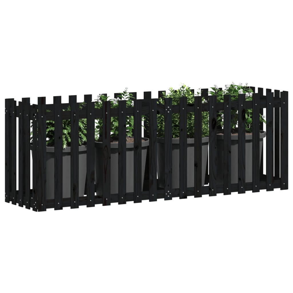 Vidaxl plantenbak riep hekontwerp 200x50x70 cm groenhout zwart