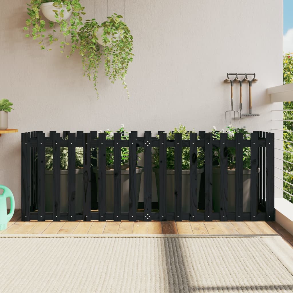 Vidaxl plantenbak riep hekontwerp 200x50x70 cm groenhout zwart