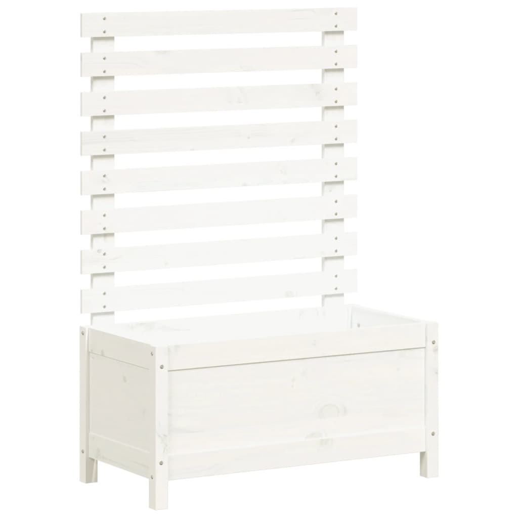Vidaxl plantenbak met rek 79x39,5x114 cm massief groenhout wit