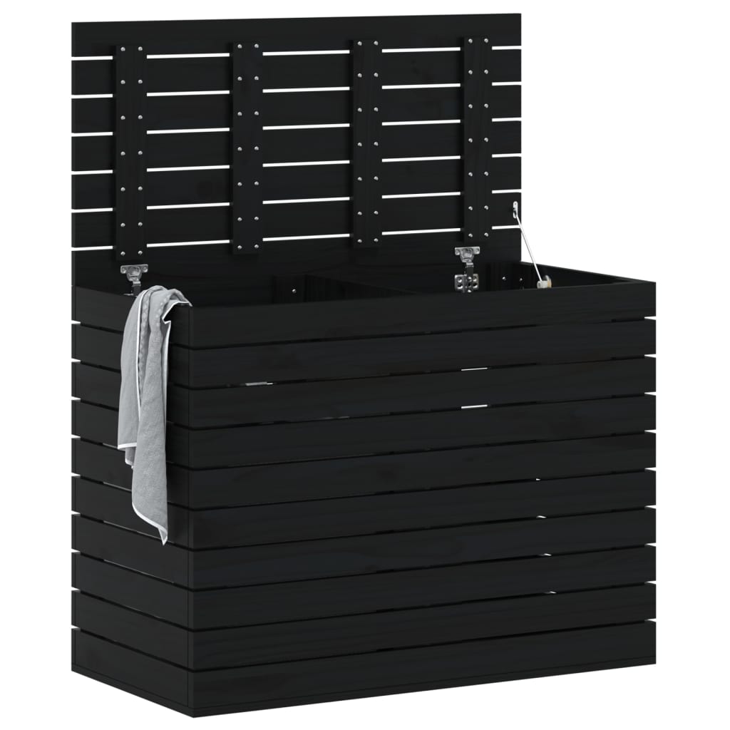 Vidaxl wasmand 88,5x44x66 cm massief groenenhout zwart