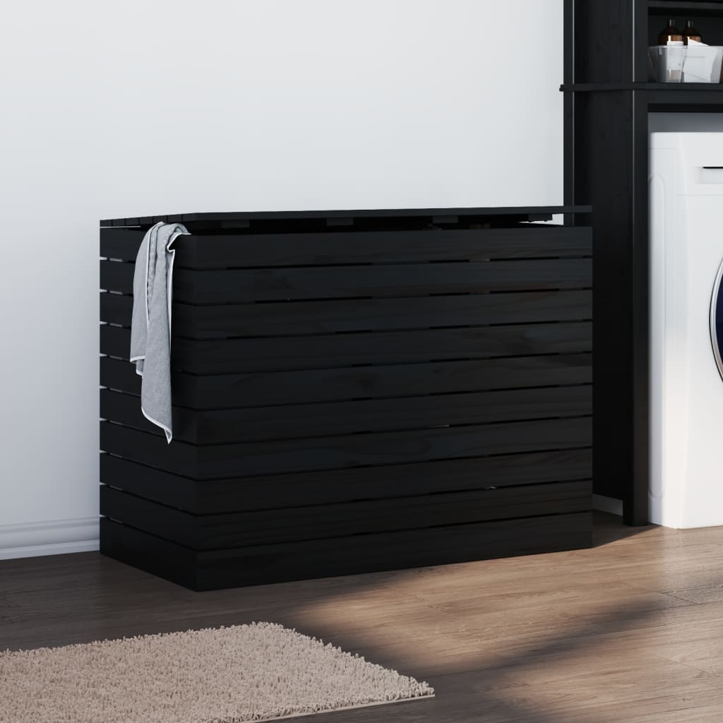 Vidaxl wasmand 88,5x44x66 cm massief groenenhout zwart