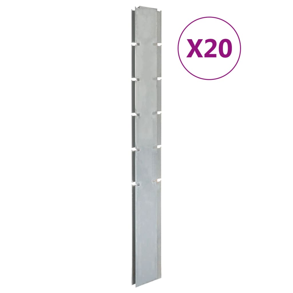 VidaXL Schuttingpalen 20 st 160 cm gegalvaniseerd staal zilverkleurig