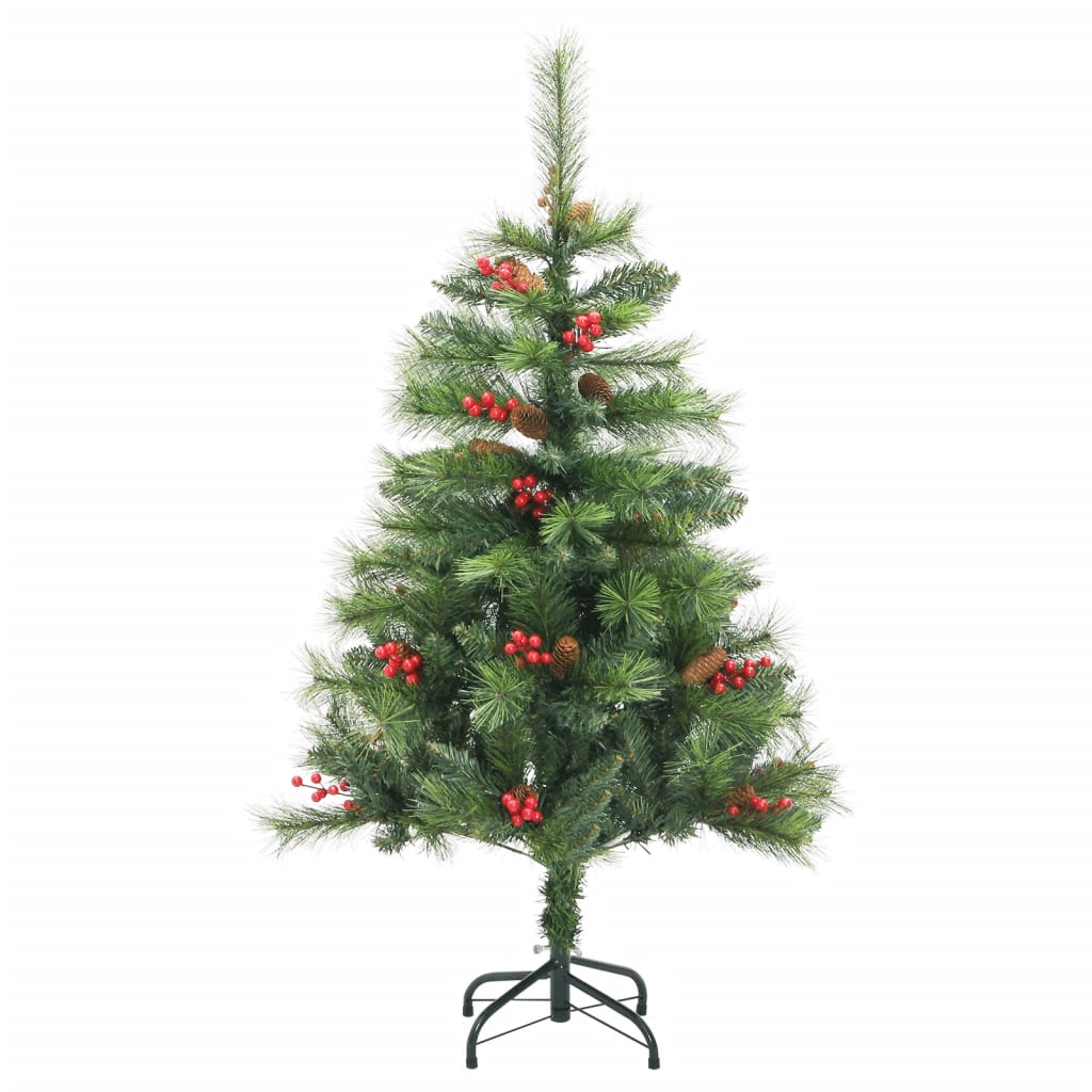 VidaXL Kunstkerstboom met scharnieren, dennenappels en bessen 120 cm