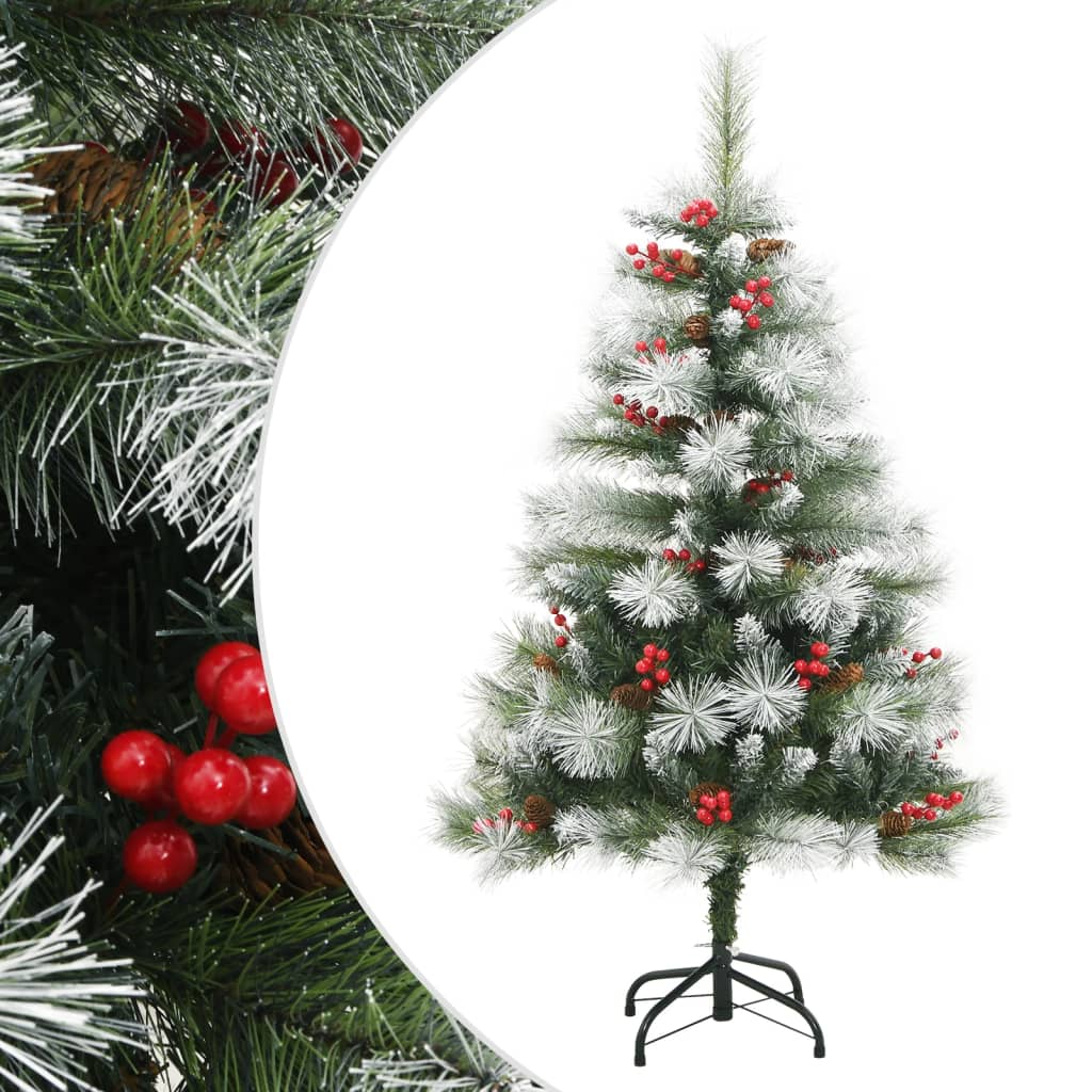 VidaXL Kunstkerstboom met scharnieren, dennenappels en bessen 120 cm