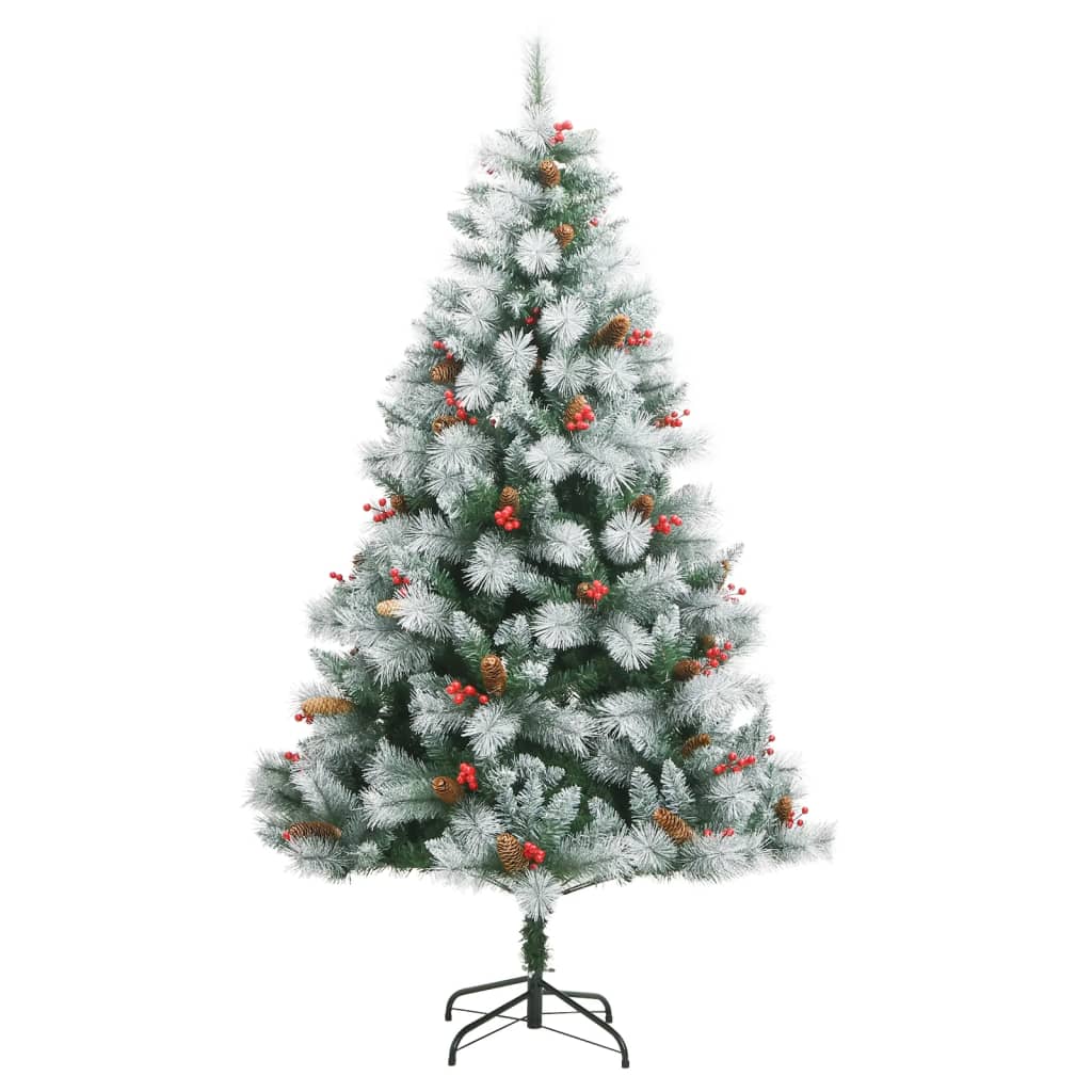 VidaXL Kunstkerstboom met scharnieren, dennenappels en bessen 240 cm