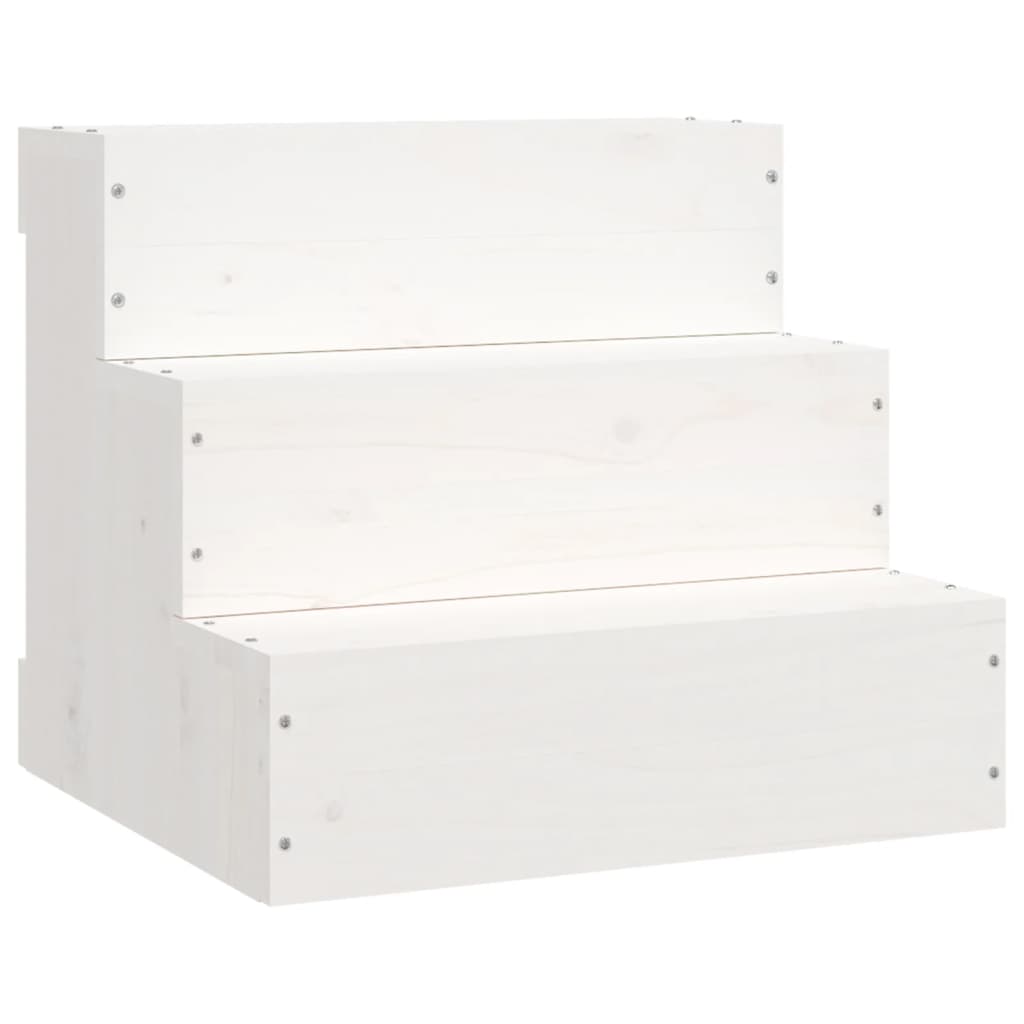 Vidaxl huisdierentrap 40x37,5x35 cm massief groenhout wit