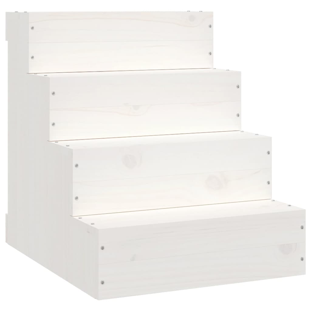 Vidaxl huisdierentrap 40x49x47 cm massief groenhout wit