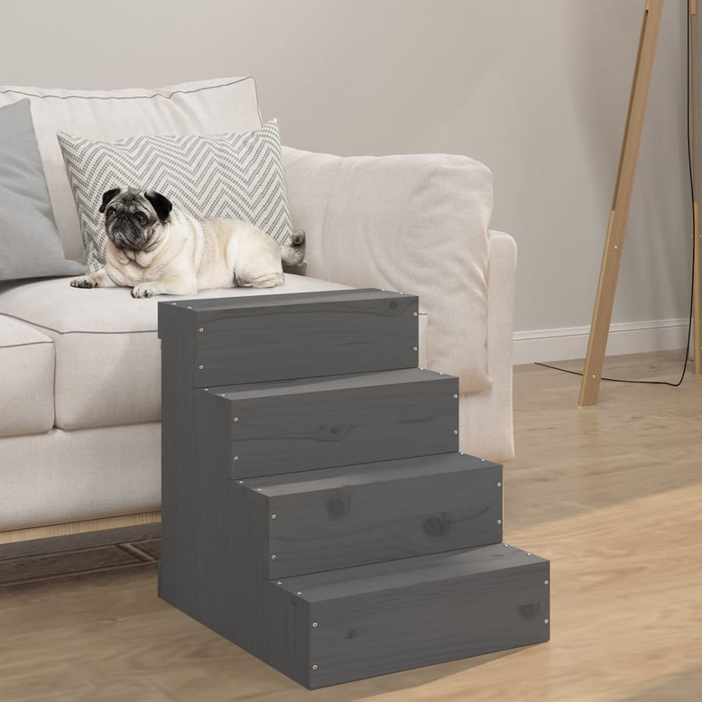 Vidaxl huisdierentrap 40x49x47 cm massief groenenhout grijs