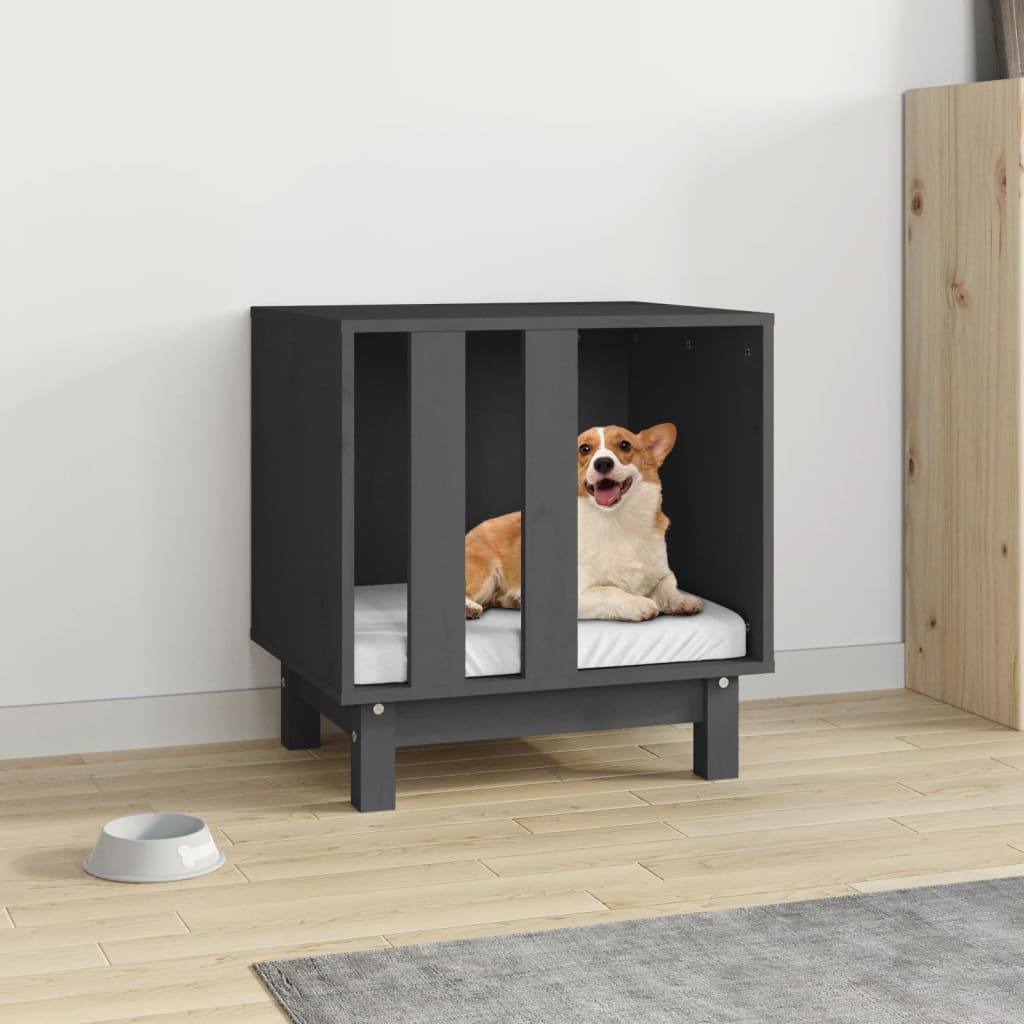 Vidaxl hondenhok 50x40x52 cm massief groenenhout grijs