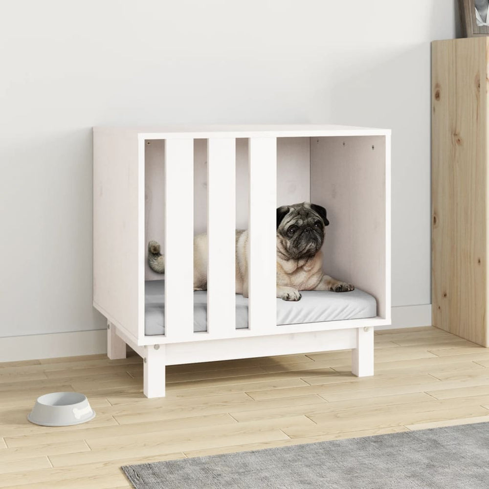 Vidaxl hondenhok 60x45x57 cm massief grenenhout wit