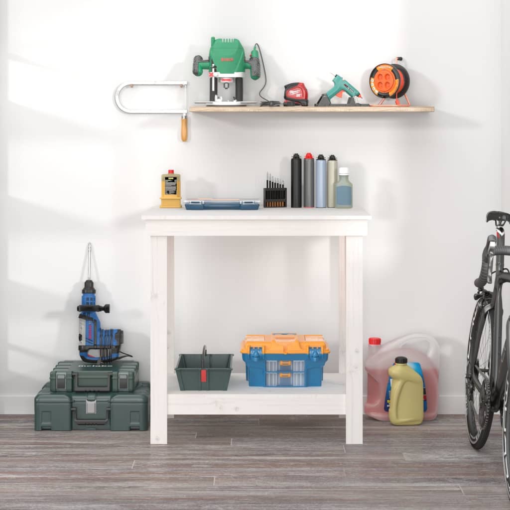 Vidaxl werkbank 80x50x80 cm massief groenhout wit