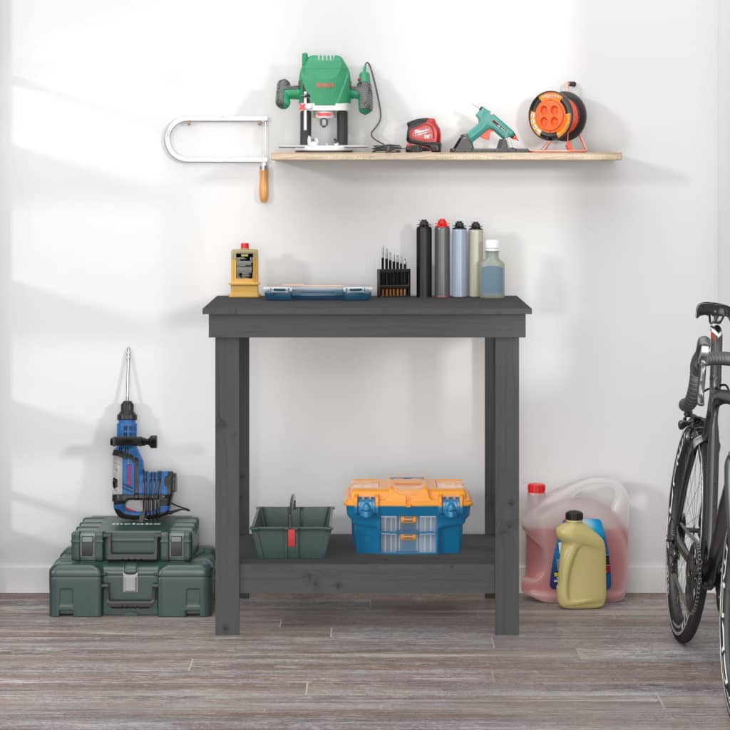 Vidaxl werkbank 80x50x80 cm massief groenenhout grijs