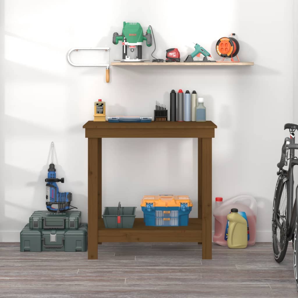 Vidaxl werkbank 80x50x80 cm massief groenhout honingbruin
