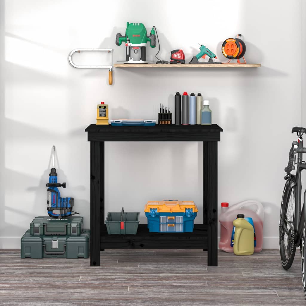 Vidaxl werkbank 80x50x80 cm massief groenenhout zwart