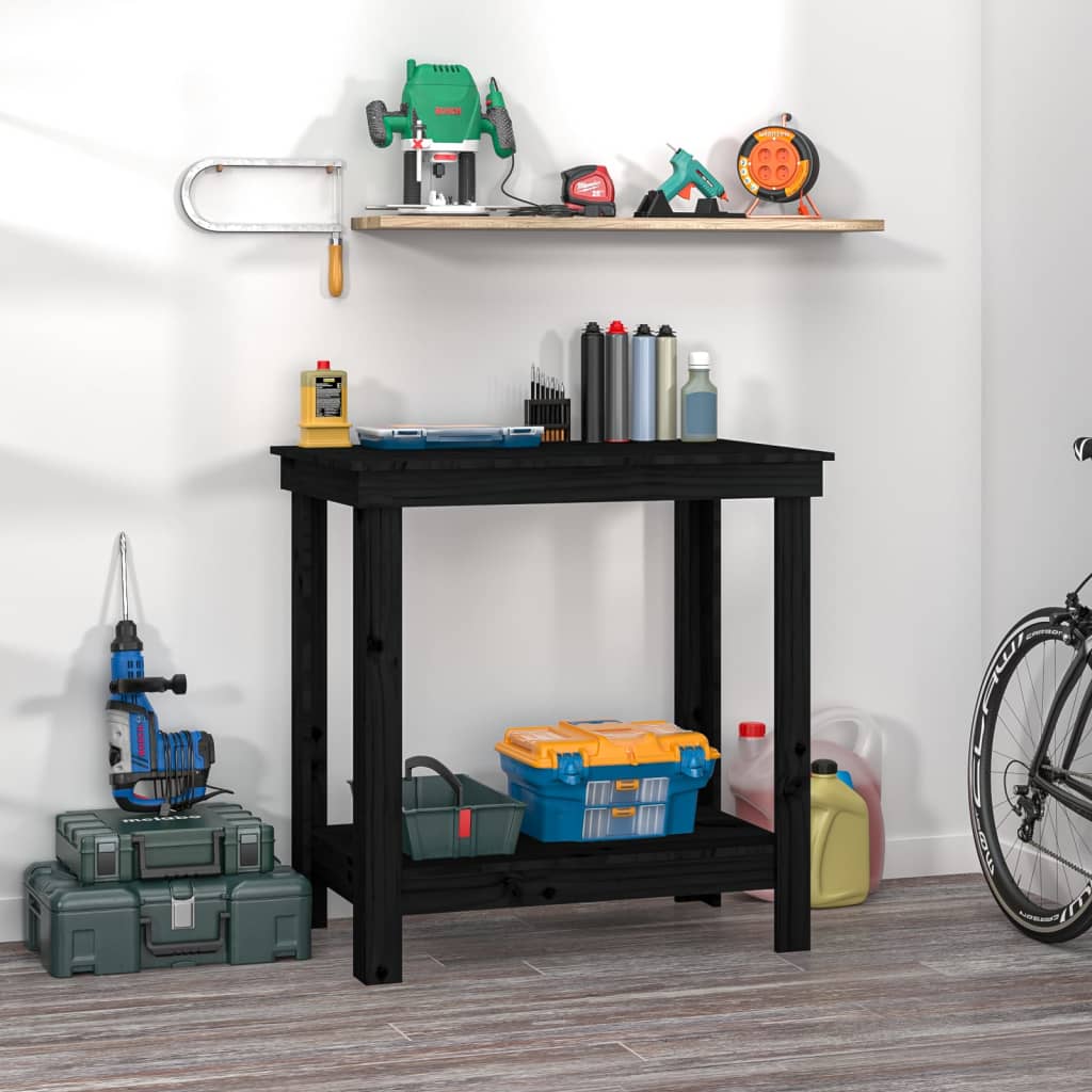 Vidaxl werkbank 80x50x80 cm massief groenenhout zwart