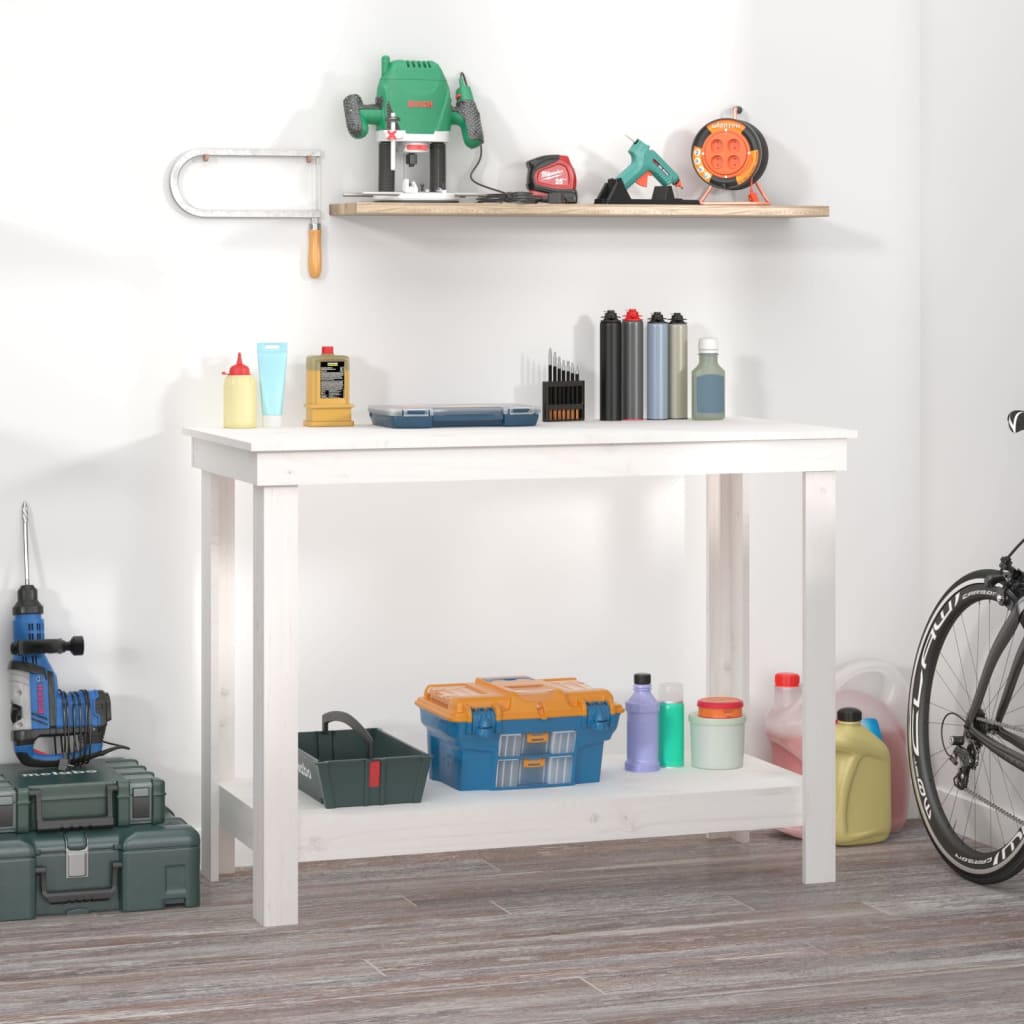 Vidaxl werkbank 110x50x80 cm massief groenhout wit