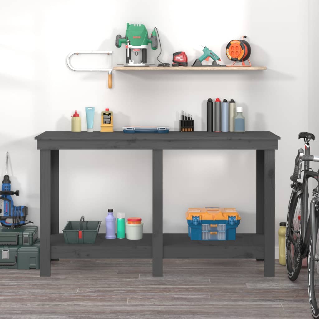 Vidaxl werkbank 140x50x80 cm massief groenenhout grijs