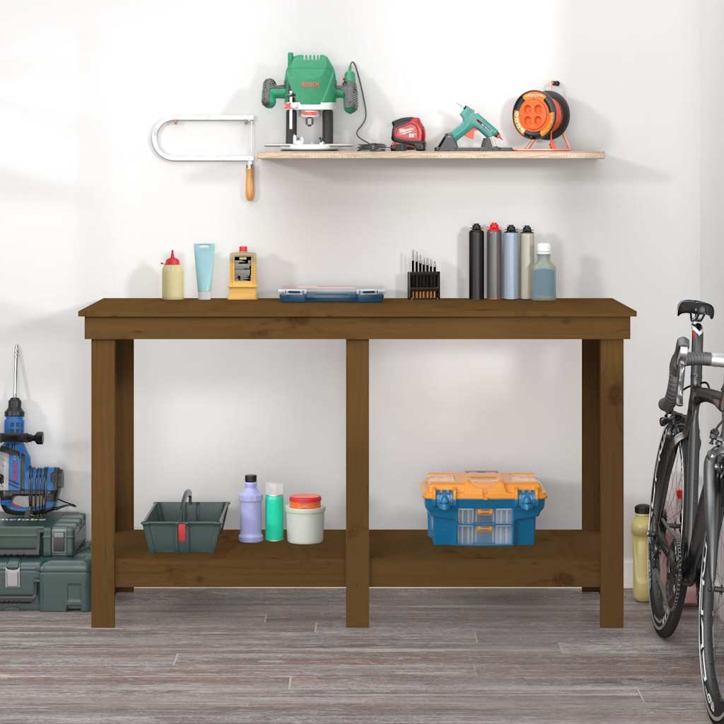 Vidaxl werkbank 140x50x80 cm massief groenhout honingbruin