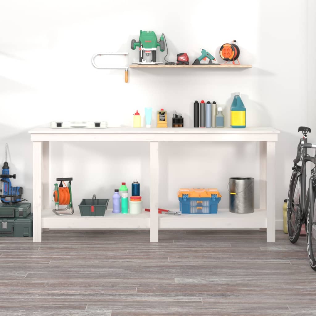 Vidaxl werkbank 180x50x80 cm massief groenhout wit
