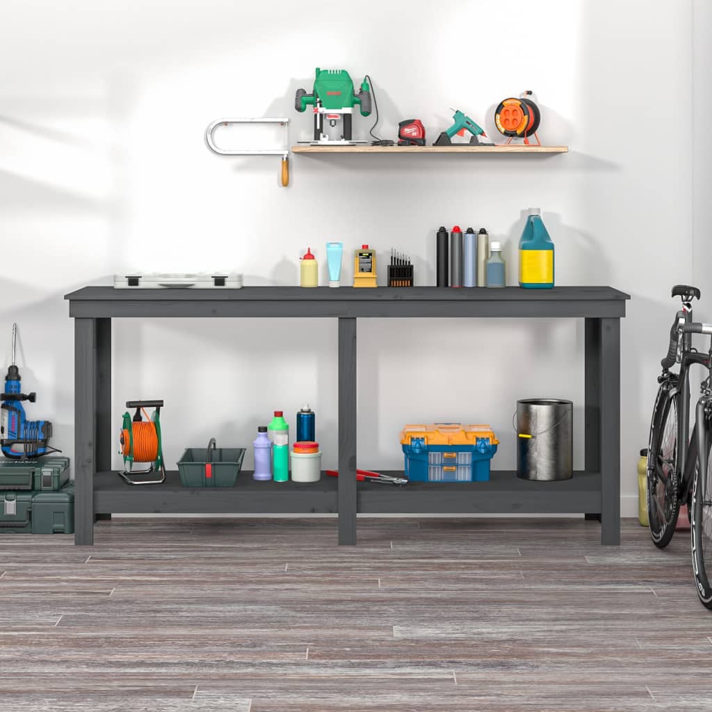 Vidaxl werkbank 180x50x80 cm massief groenenhout grijs