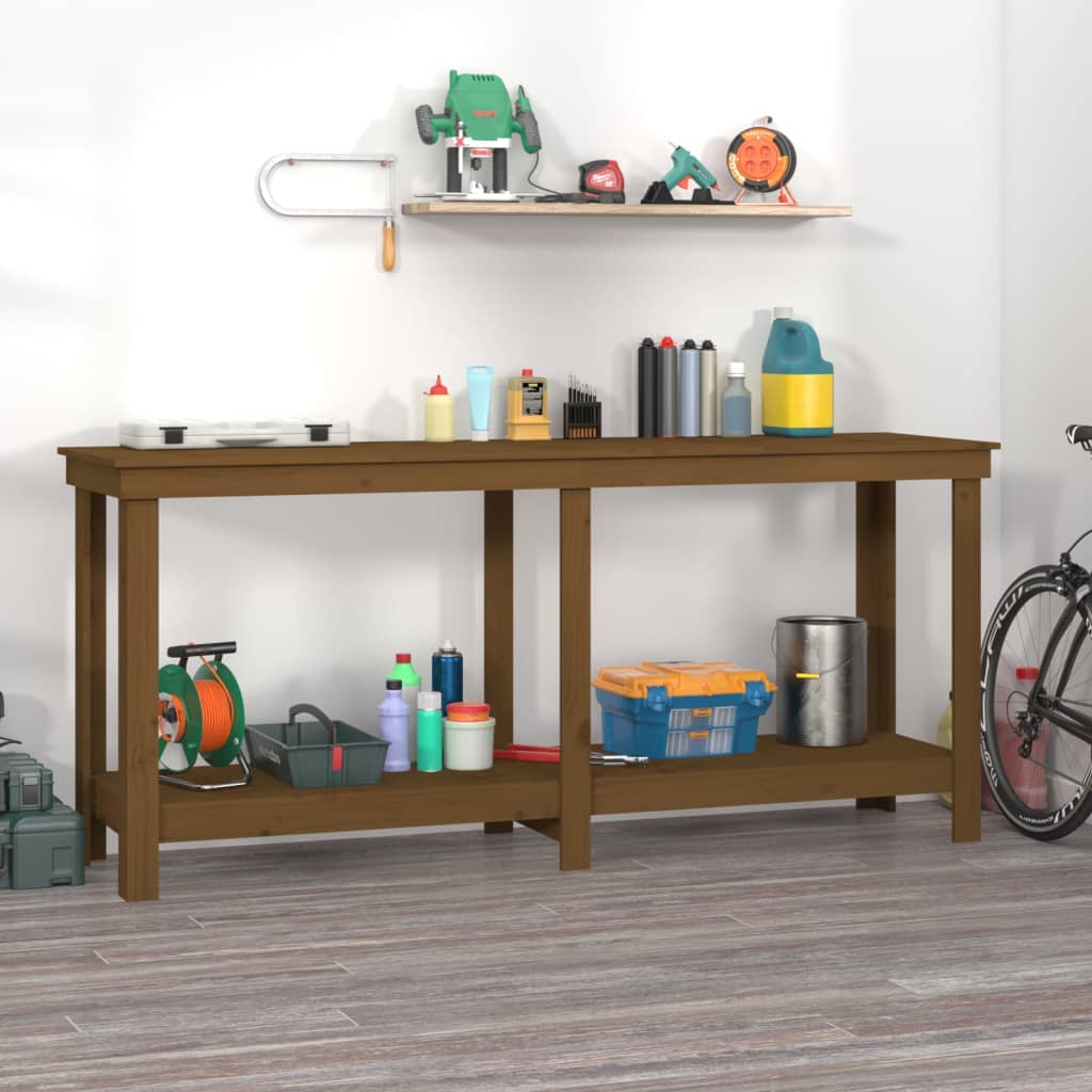 Vidaxl werkbank 180x50x80 cm massief groenhout honingbruin