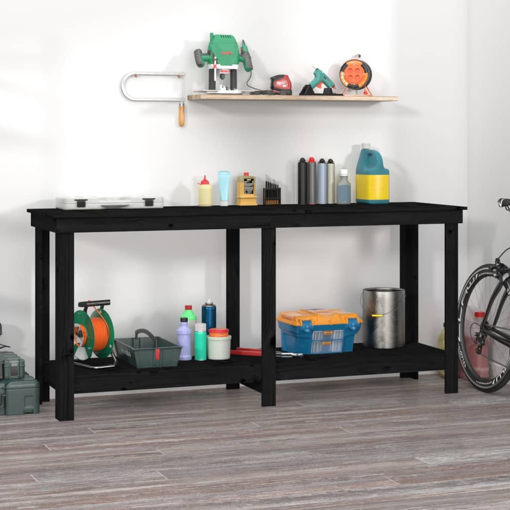 Vidaxl werkbank 180x50x80 cm massief groenenhout zwart