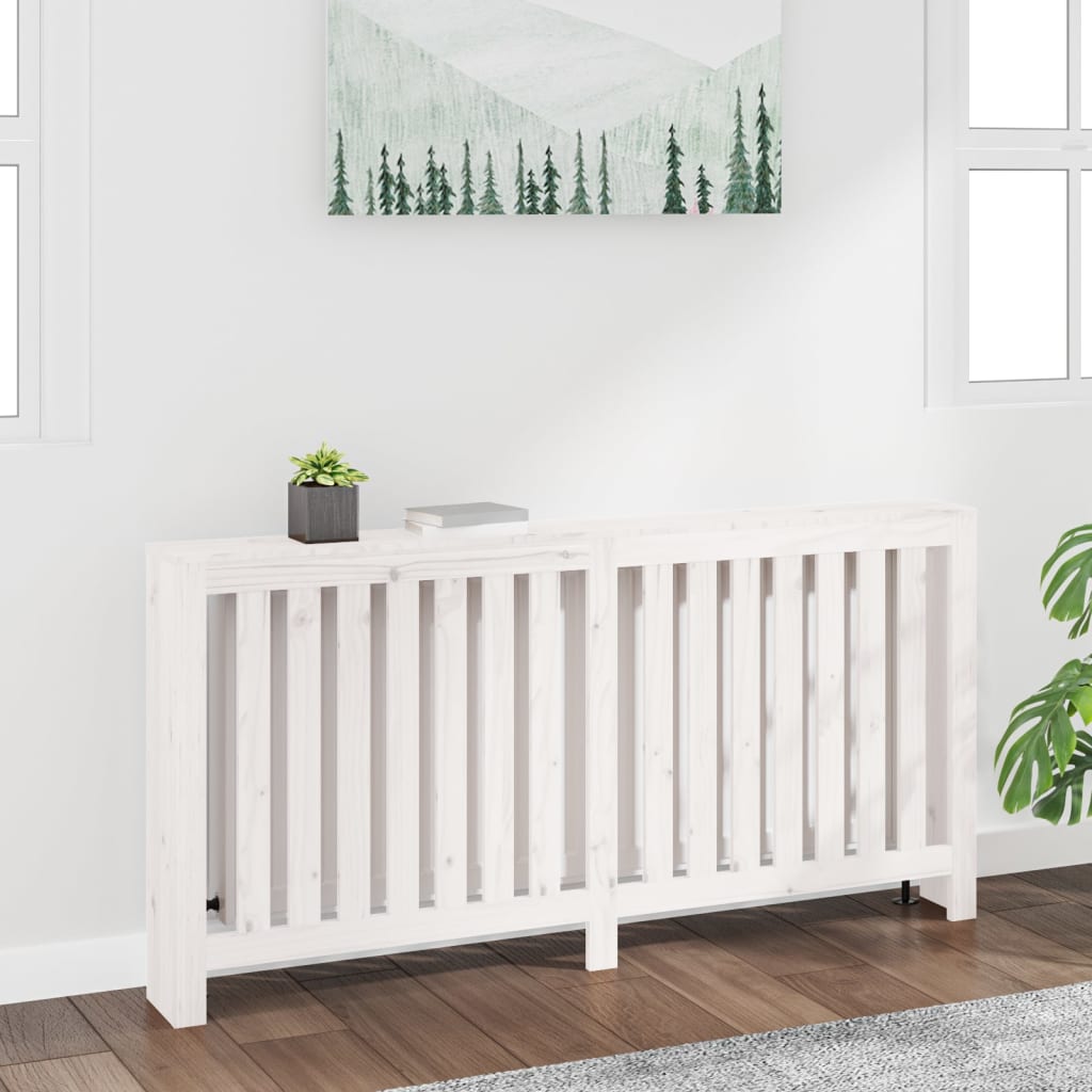 Vidaxl radiatorombouw 169x19x84 cm massief groenhout wit