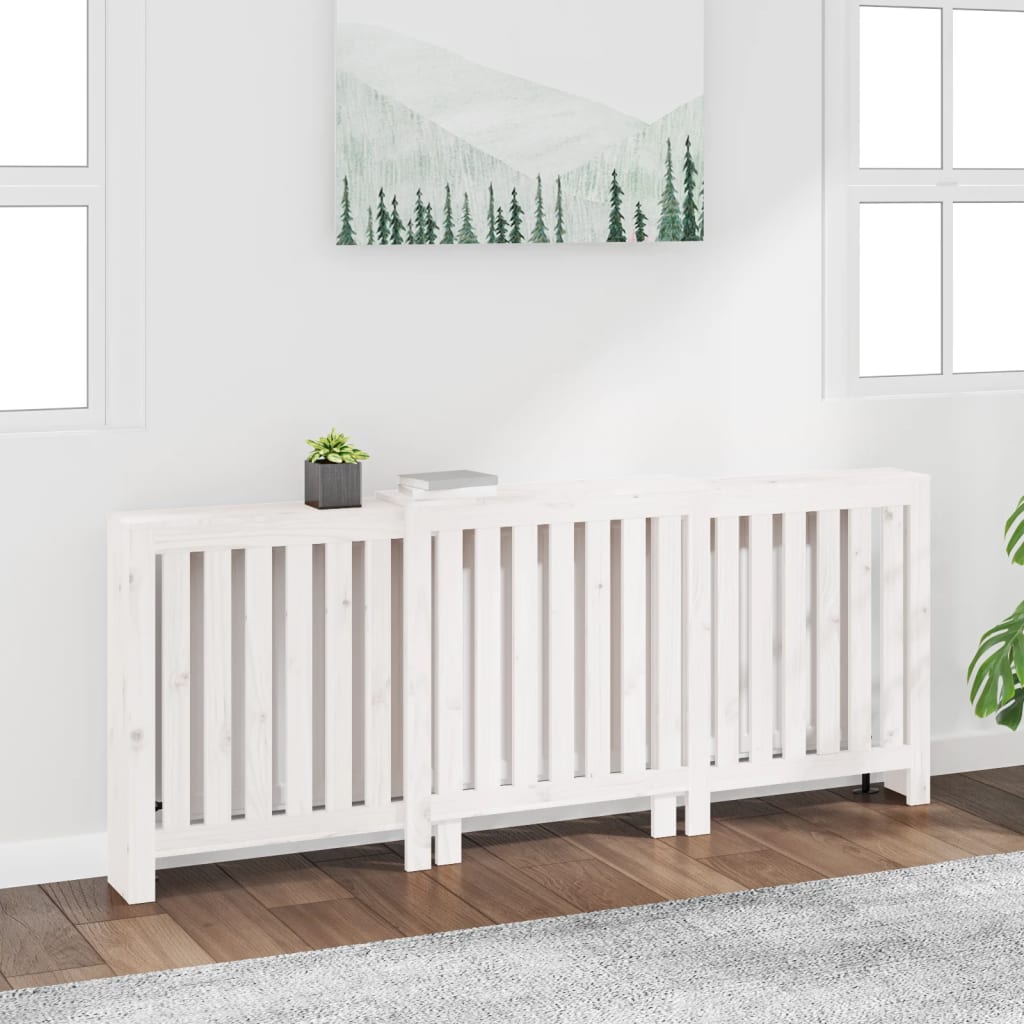 Vidaxl radiatorombouw 210x21x85 cm massief groenhout wit