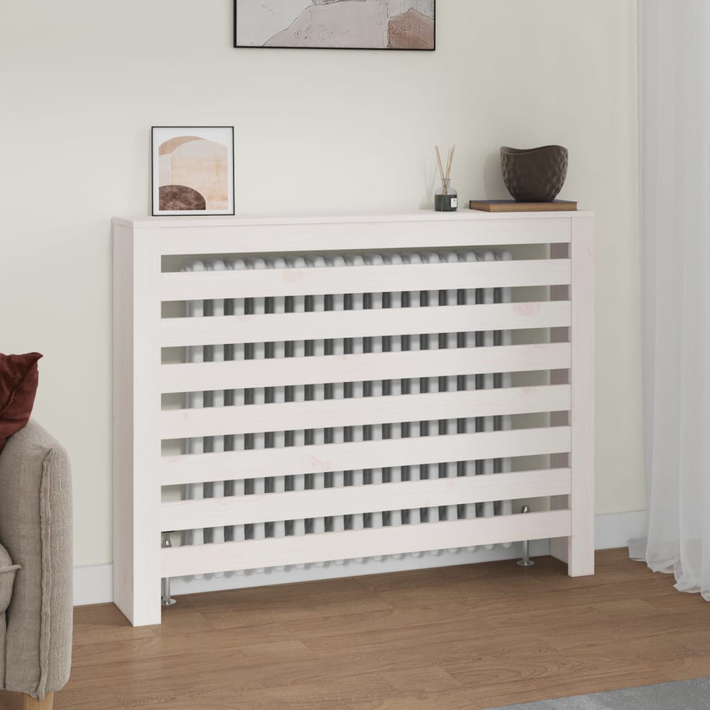 Vidaxl radiatorombouw 108,5x19x84 cm massief groenhout wit