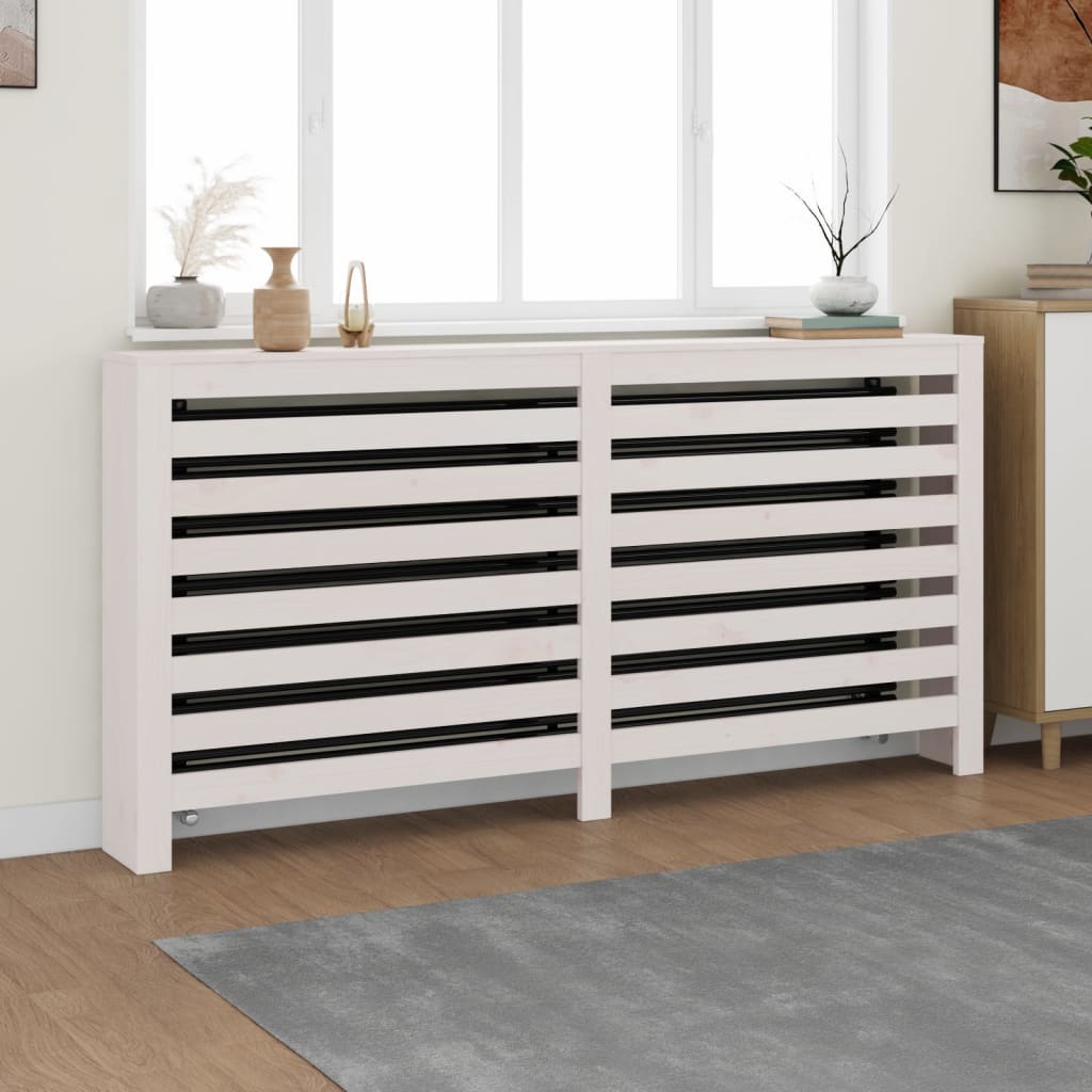 Vidaxl radiatorombouw 169x19x84 cm massief groenhout wit