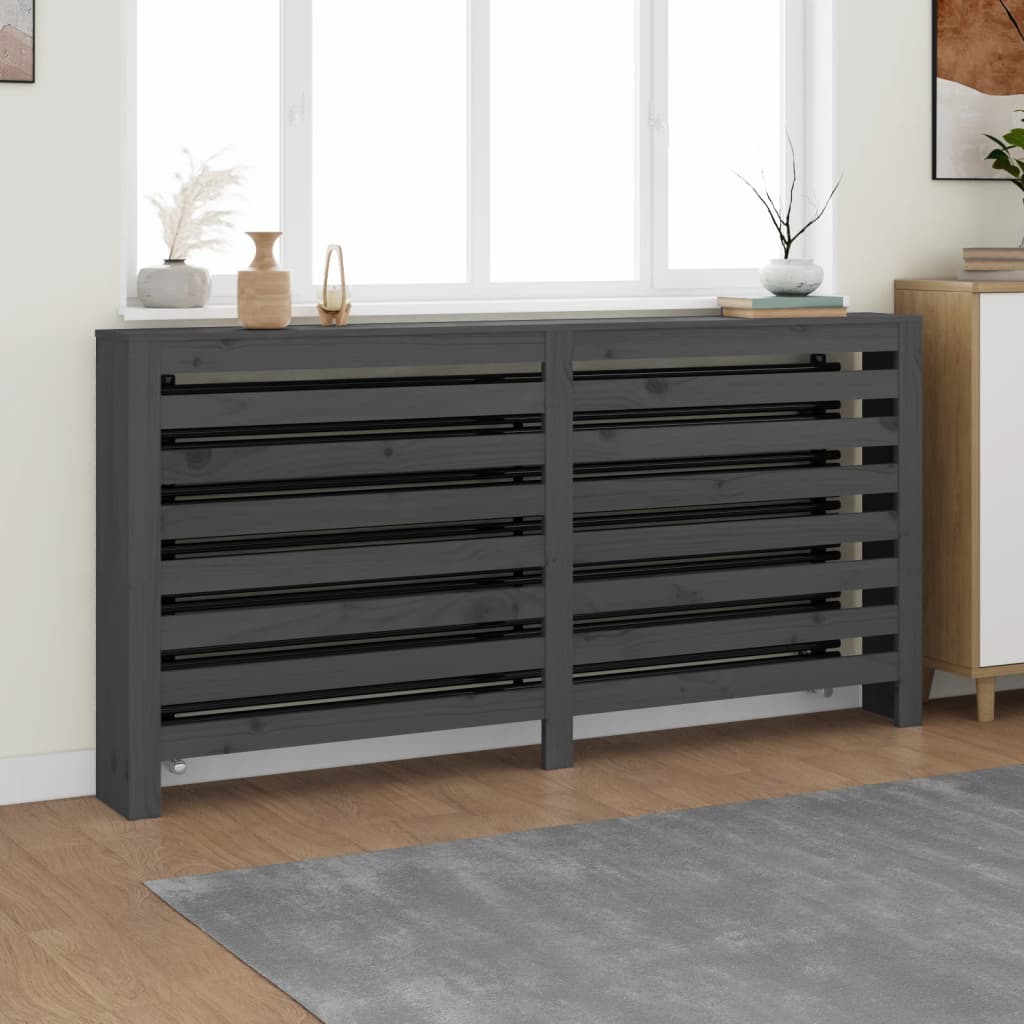 Vidaxl radiatorombouw 169x19x84 cm massief groenenhout grijs