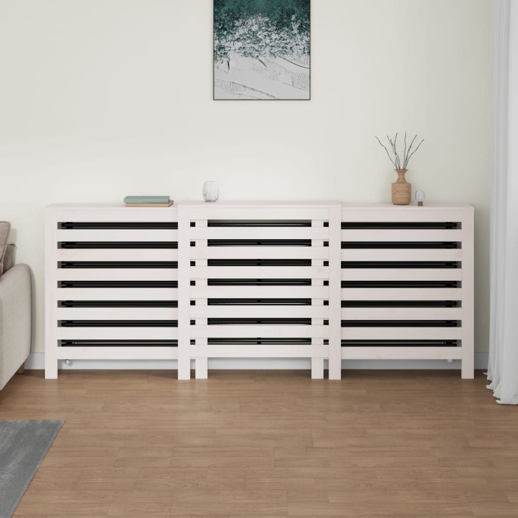 Vidaxl radiatorombouw 210x21x85 cm massief groenhout wit