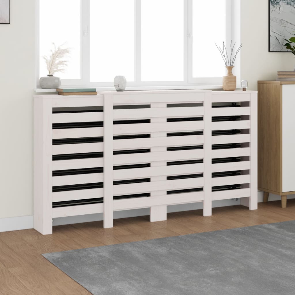 Vidaxl radiatorombouw 210x21x85 cm massief groenhout wit