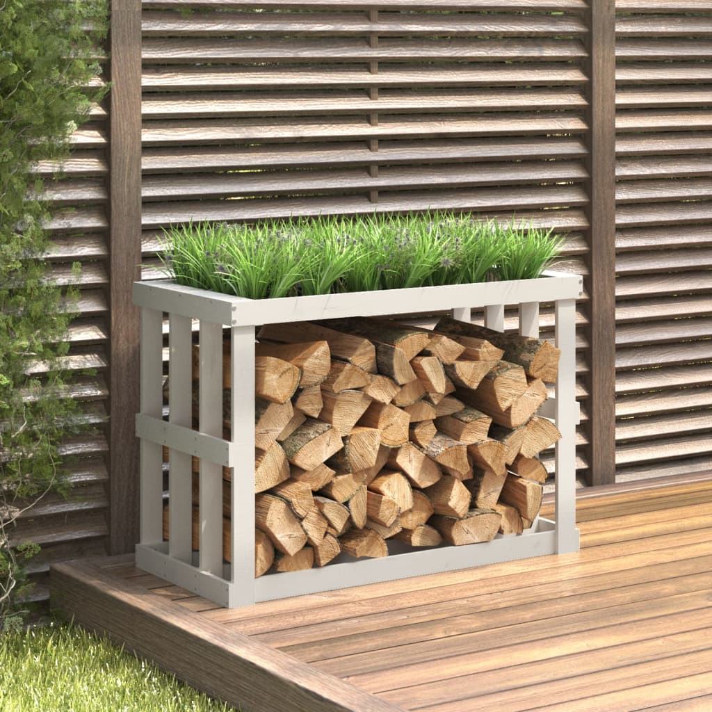 Vidaxl houtblokhouder 108x52x74 cm massief groenhout wit