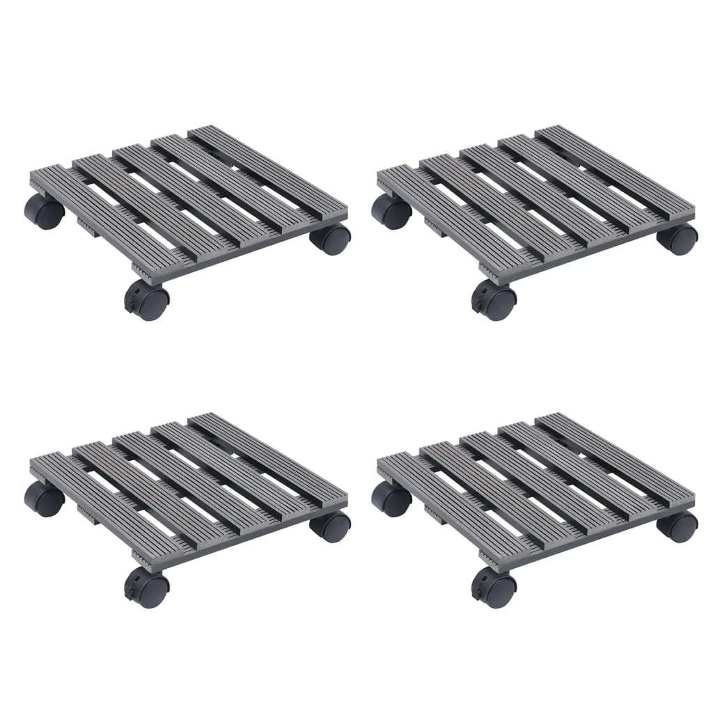 VidaXL Plantenrolleys 4 st 30x30x7,5 cm HKC grijs