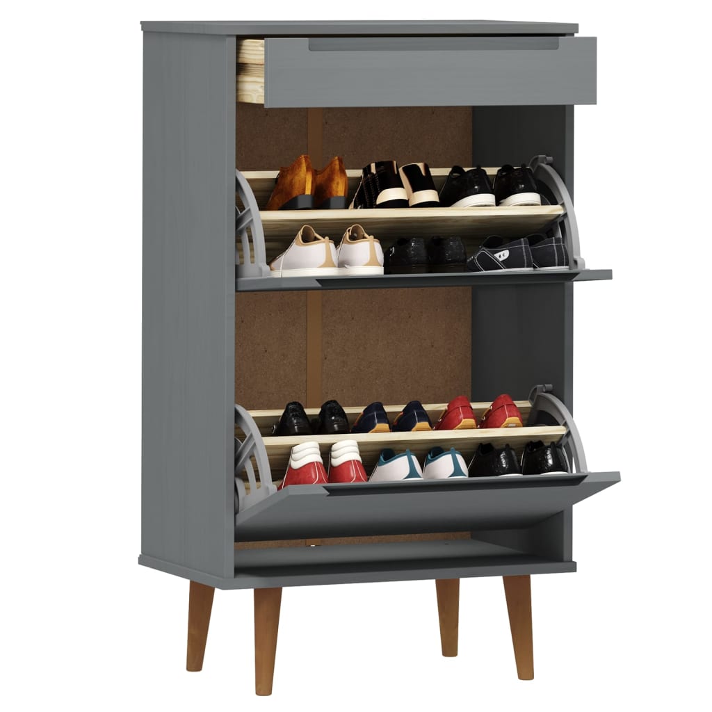 Vidaxl schoenenkast schimmel 59,5x35x103 cm massief groenenhout grijs