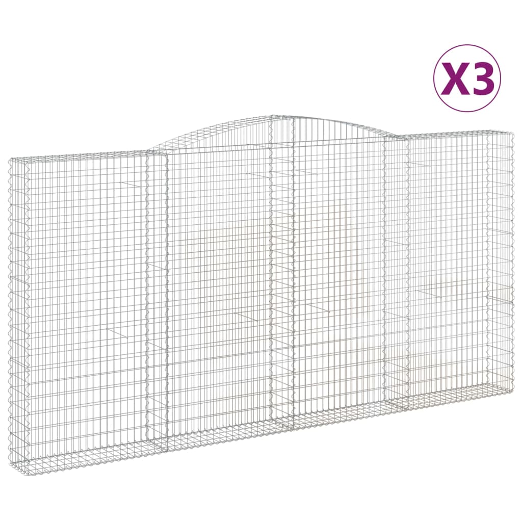 VidaXL Schanskorven 3 st gewelfd 400x30x200 220 cm ijzer