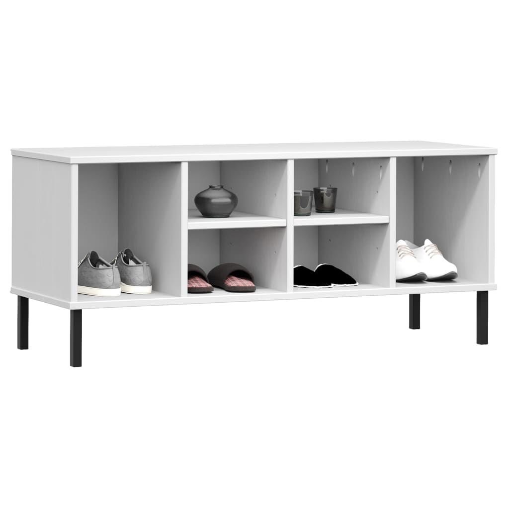 Vidaxl schoenenrek met metalen poten oslo 106x35x45 cm groenhout wit