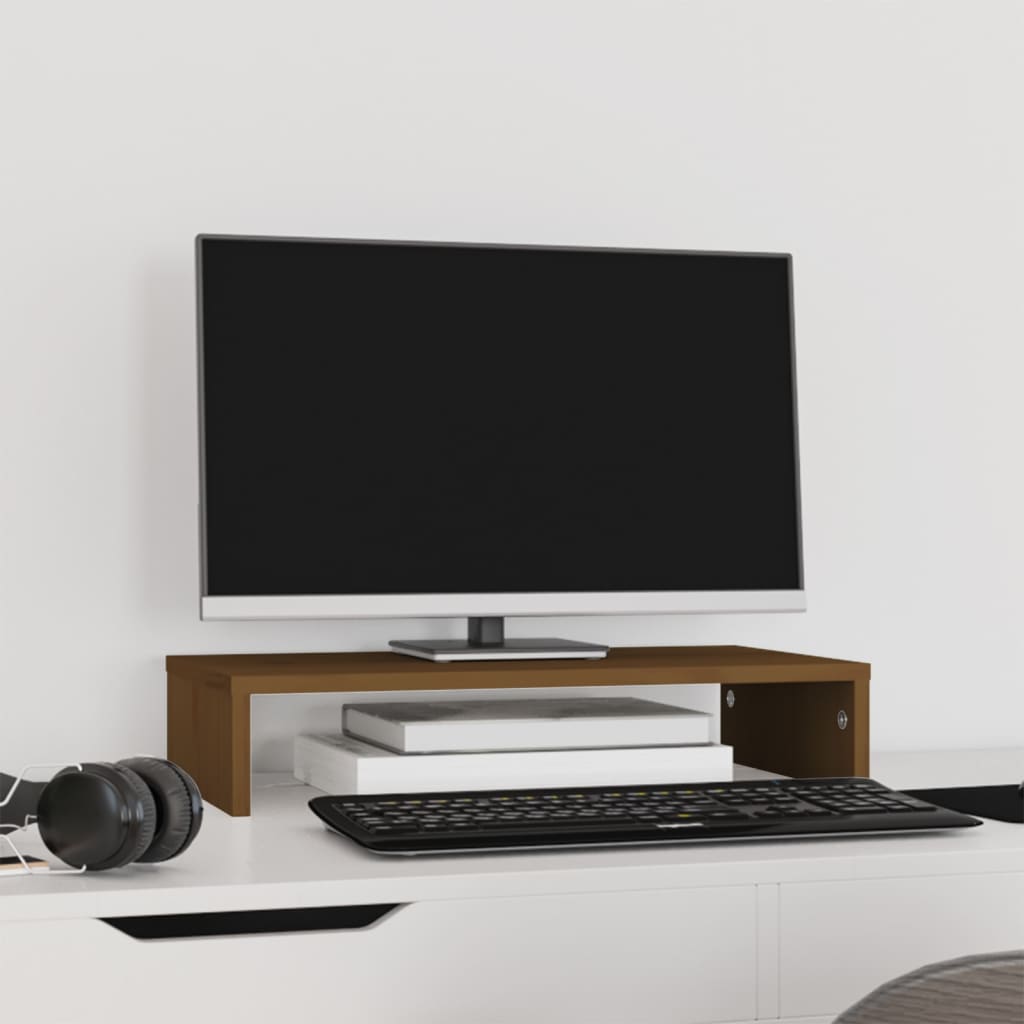 Vidaxl monitorstandaard 50x27x10 cm massief groenhout honingbruin